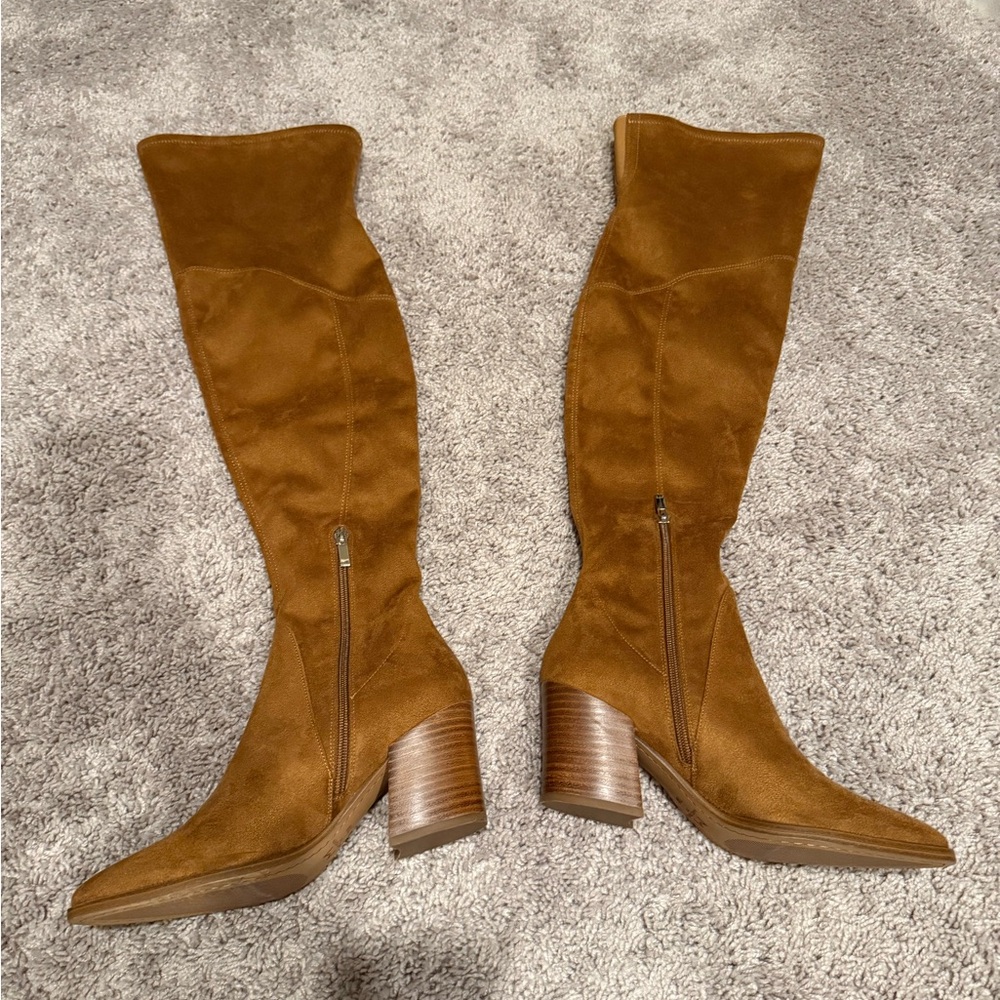Women’s Marc Fisher Brown Suede Knee-High Boots, Size 7.5 Regular Calf